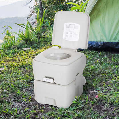 Portable Chemical Toilet Mobile Bathroom WC 20L with Removable Wastewater Tank and Water Tank for Camping Travel Elderly Caravan Boat with Flush Load 147 kg 41.5x36.5x42 cm HDPE