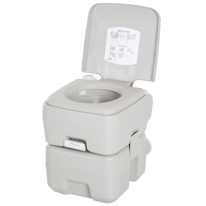 Portable Chemical Toilet Mobile Bathroom WC 20L with Removable Wastewater Tank and Water Tank for Camping Travel Elderly Caravan Boat with Flush Load 147 kg 41.5x36.5x42 cm HDPE