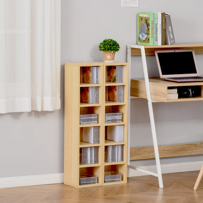 Set of 2 Column Shelves CD-DVD Storage Cabinet 6 + 6 Compartments, dim. 21L x 19W x 88H cm, Max Capacity 160 CDs, Beech Color