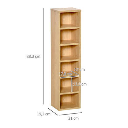 Set of 2 Column Shelves CD-DVD Storage Cabinet 6 + 6 Compartments, dim. 21L x 19W x 88H cm, Max Capacity 160 CDs, Beech Color