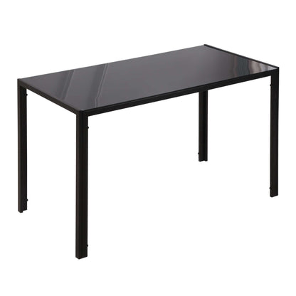 Dining Table Kitchen Table for 4 People, Dining Table, Living Room Table with Tempered Glass Top, for Kitchen, Dining Room, Metal, Black, 120 x 60 x 75 cm