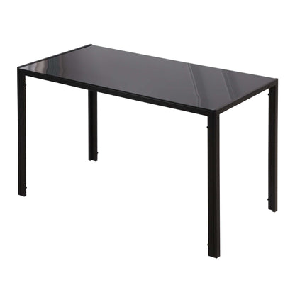 Dining Table Kitchen Table for 4 People, Dining Table, Living Room Table with Tempered Glass Top, for Kitchen, Dining Room, Metal, Black, 120 x 60 x 75 cm