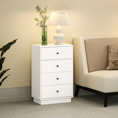 4-Drawer Chest Modern Bedroom Dresser Narrow Chest of Drawers for Living Room Hallway 47x29x75 cm White