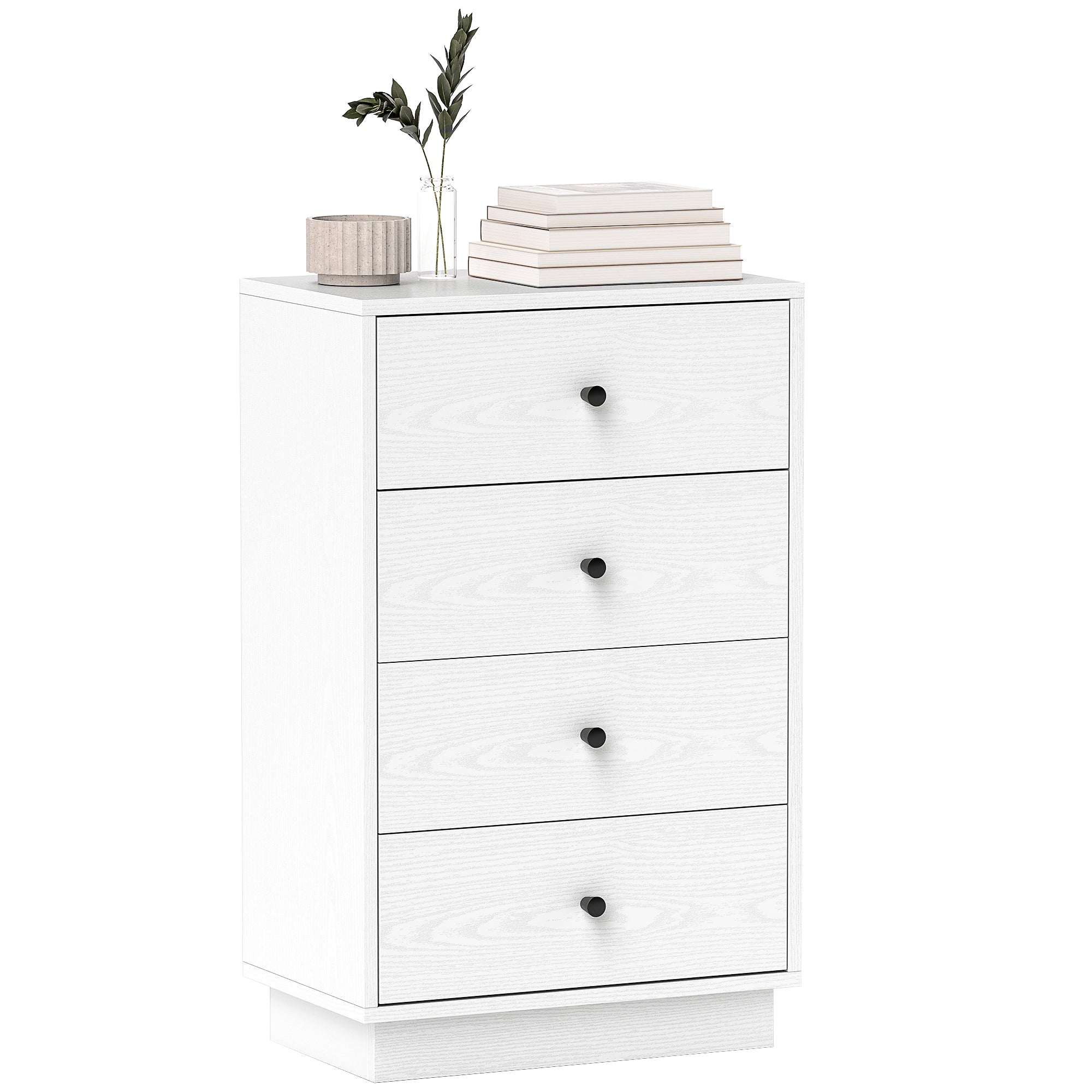 4-Drawer Chest Modern Bedroom Dresser Narrow Chest of Drawers for Living Room Hallway 47x29x75 cm White