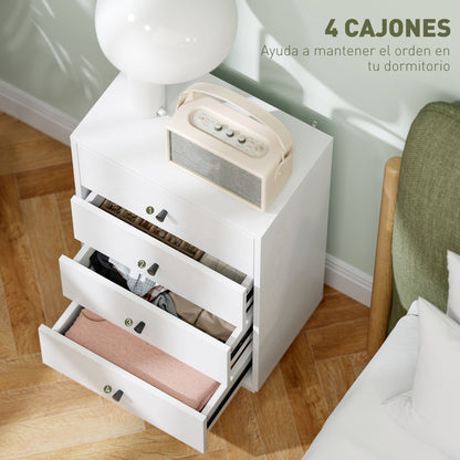4-Drawer Chest Modern Bedroom Dresser Narrow Chest of Drawers for Living Room Hallway 47x29x75 cm White