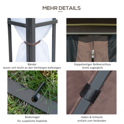 Pavilion Garden Pavilion with Mosquito Net Side Panels, Party Tent with Double Roof, Garden Gazebo Marquee 2.97x2.97m