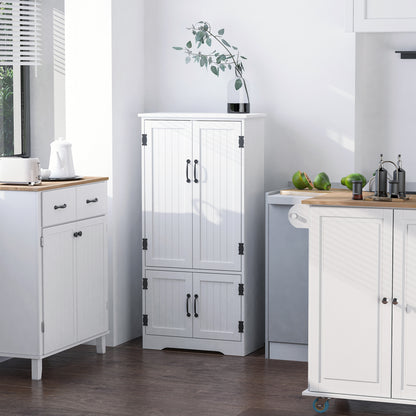 Kitchen Pantry High Sideboard Kitchen Cabinet with 4 Doors and Adjustable Shelves for Living Room Bathroom 60x30x123 cm White