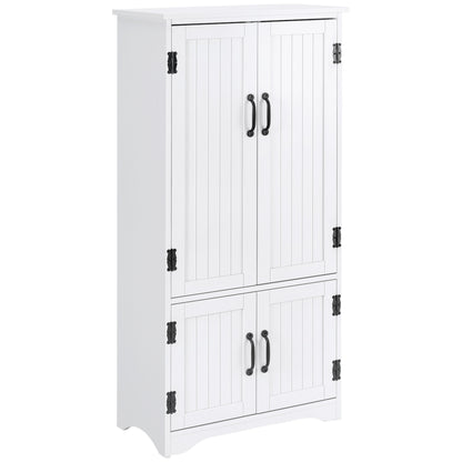 Kitchen Pantry High Sideboard Kitchen Cabinet with 4 Doors and Adjustable Shelves for Living Room Bathroom 60x30x123 cm White