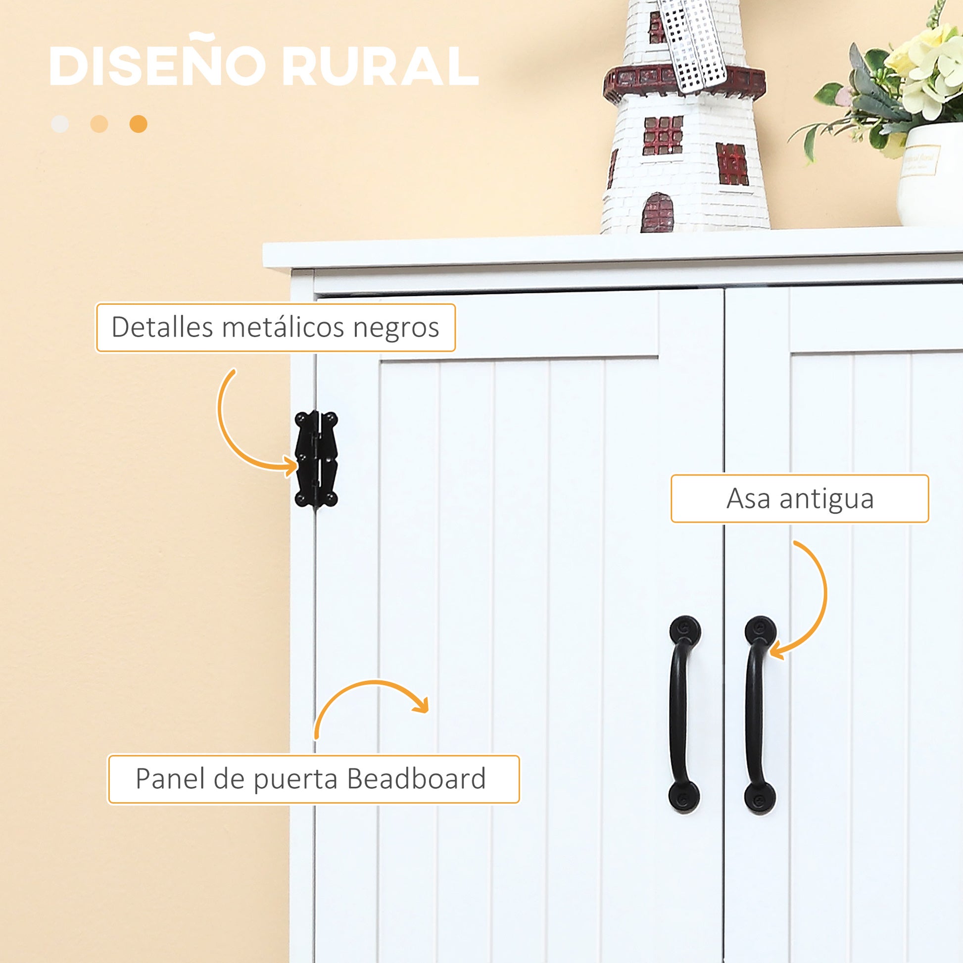 Kitchen Pantry High Sideboard Kitchen Cabinet with 4 Doors and Adjustable Shelves for Living Room Bathroom 60x30x123 cm White