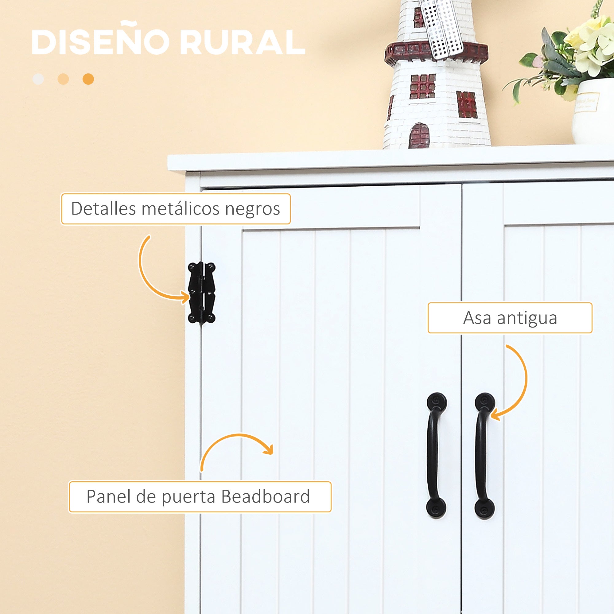 Kitchen Pantry High Sideboard Kitchen Cabinet with 4 Doors and Adjustable Shelves for Living Room Bathroom 60x30x123 cm White