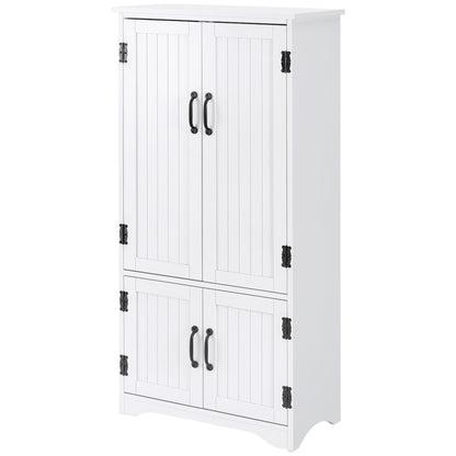 Kitchen Pantry High Sideboard Kitchen Cabinet with 4 Doors and Adjustable Shelves for Living Room Bathroom 60x30x123 cm White