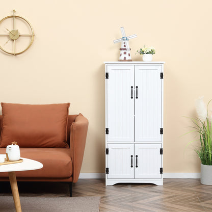 Kitchen Pantry High Sideboard Kitchen Cabinet with 4 Doors and Adjustable Shelves for Living Room Bathroom 60x30x123 cm White