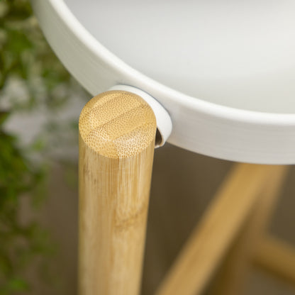 Bamboo Plant Stand Flower Stand with 4 Round Shelves Load 20 kg for Indoor and Outdoor Ø28x80 cm Natural and White