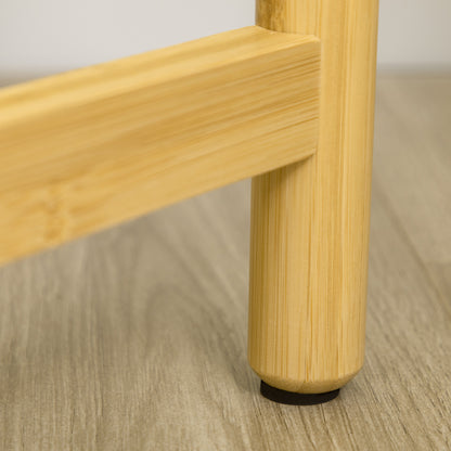 Bamboo Plant Stand Flower Stand with 4 Round Shelves Load 20 kg for Indoor and Outdoor Ø28x80 cm Natural and White