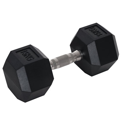Dumbbells with knurled grip, Cast Iron Dumbbell, 1 x 15kg, Dumbbells for Men and Women, Dumbbell for Home, Gym, Strength Training
