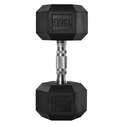 Dumbbells with knurled grip, Cast Iron Dumbbell, 1 x 15kg, Dumbbells for Men and Women, Dumbbell for Home, Gym, Strength Training
