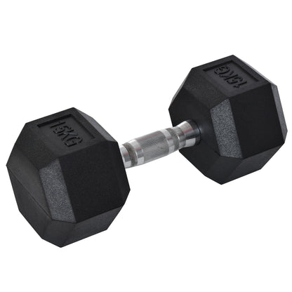 Dumbbells with knurled grip, Cast Iron Dumbbell, 1 x 15kg, Dumbbells for Men and Women, Dumbbell for Home, Gym, Strength Training