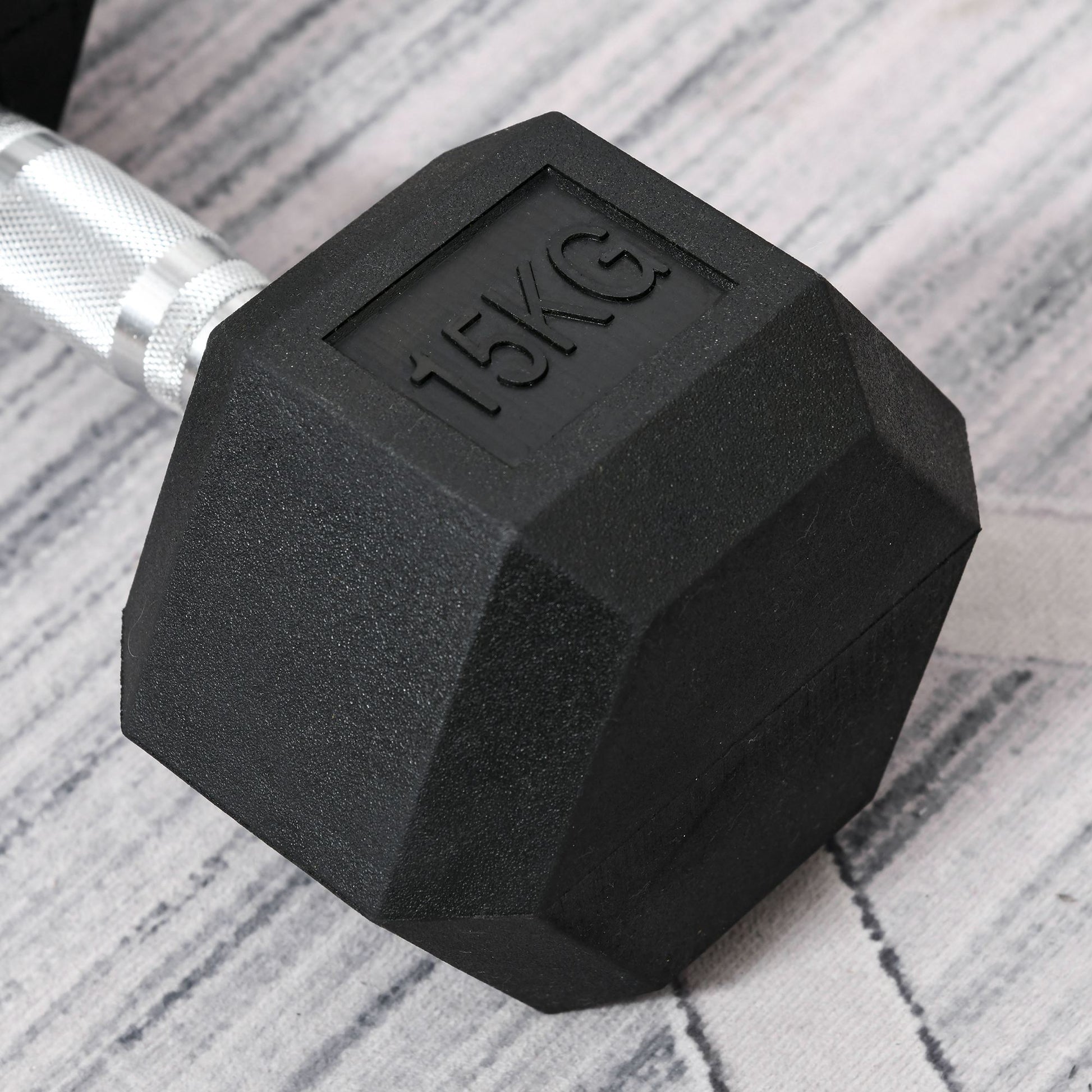 Dumbbells with knurled grip, Cast Iron Dumbbell, 1 x 15kg, Dumbbells for Men and Women, Dumbbell for Home, Gym, Strength Training