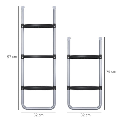 SPORTNOW Trampoline Ladder with 3 or 2 Steps, Wide Horizontal Steps, Universal Hook, 120 kg Capacity, 97 x 32 cm Silver
