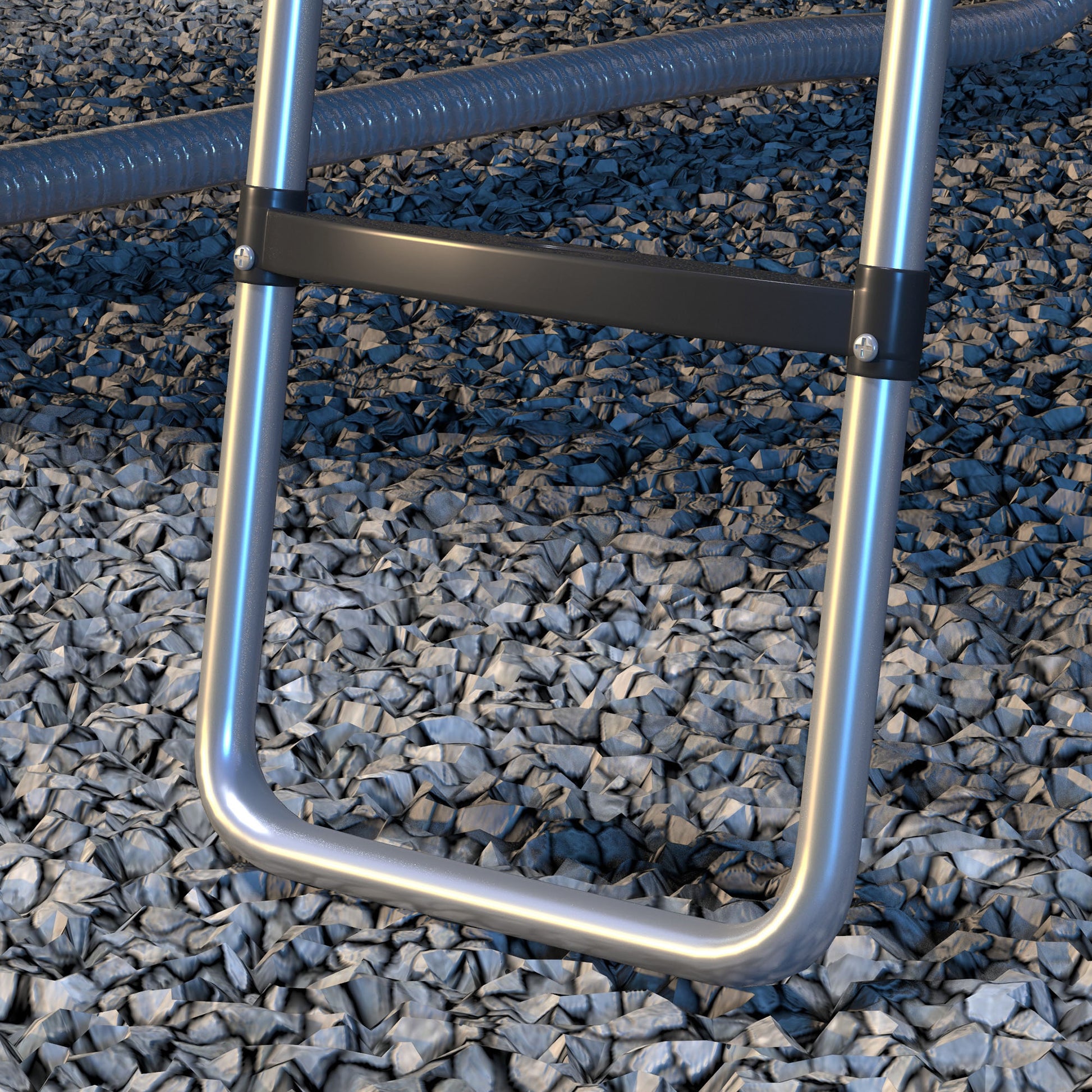 SPORTNOW Trampoline Ladder with 3 or 2 Steps, Wide Horizontal Steps, Universal Hook, 120 kg Capacity, 97 x 32 cm Silver