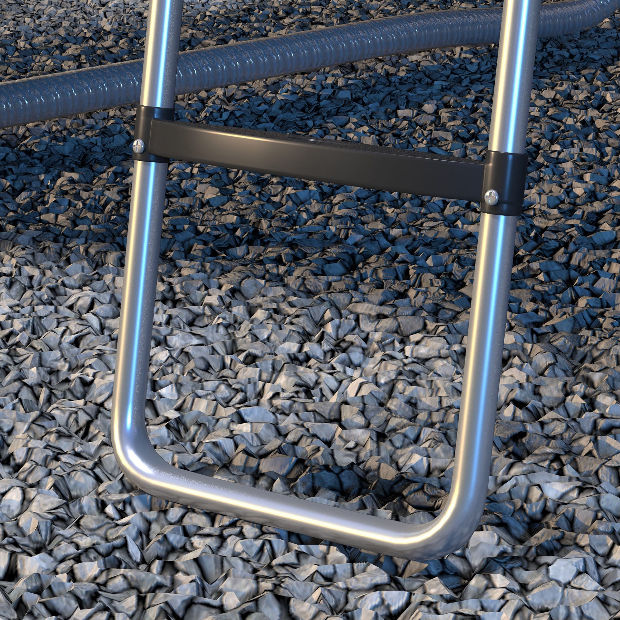 SPORTNOW Trampoline Ladder with 3 or 2 Steps, Wide Horizontal Steps, Universal Hook, 120 kg Capacity, 97 x 32 cm Silver