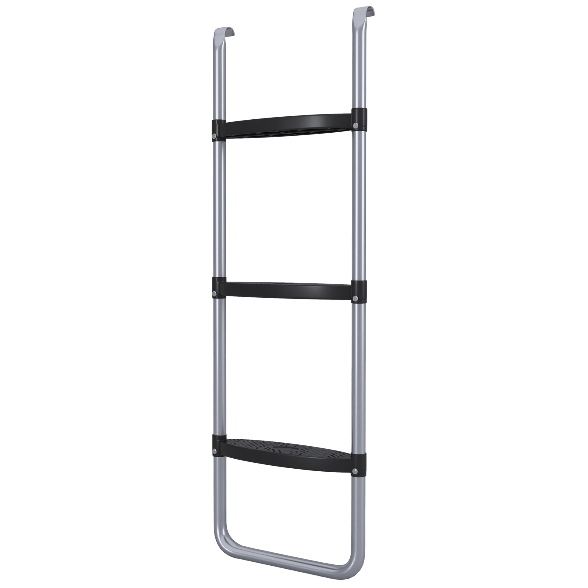 SPORTNOW Trampoline Ladder with 3 or 2 Steps, Wide Horizontal Steps, Universal Hook, 120 kg Capacity, 97 x 32 cm Silver