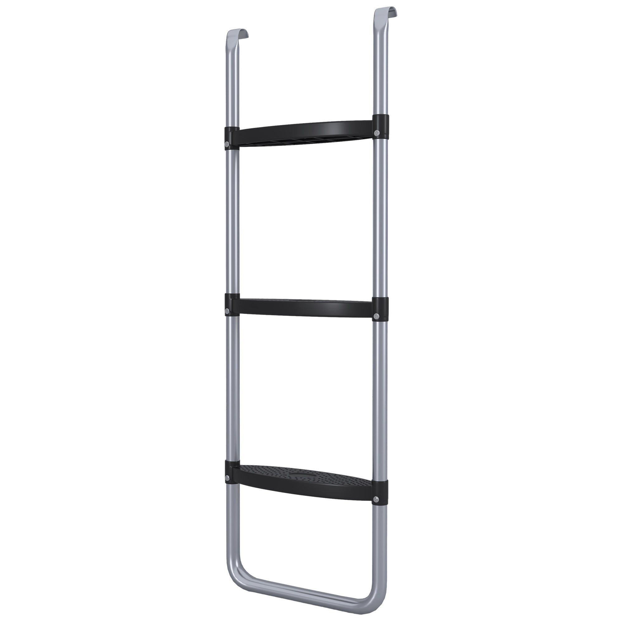 SPORTNOW Trampoline Ladder with 3 or 2 Steps, Wide Horizontal Steps, Universal Hook, 120 kg Capacity, 97 x 32 cm Silver