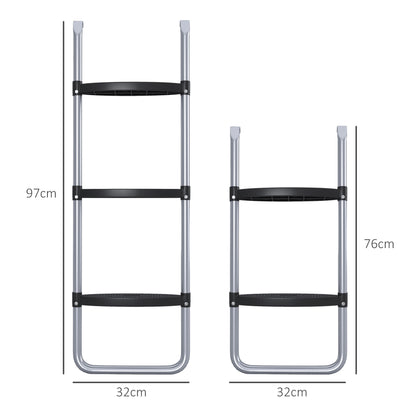 SPORTNOW Trampoline Ladder with 3 or 2 Steps, Wide Horizontal Steps, Universal Hook, 120 kg Capacity, 97 x 32 cm Silver