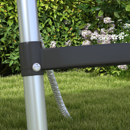 SPORTNOW Trampoline Ladder with 3 or 2 Steps, Wide Horizontal Steps, Universal Hook, 120 kg Capacity, 97 x 32 cm Silver