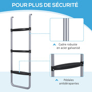 SPORTNOW Trampoline Ladder with 3 or 2 Steps, Wide Horizontal Steps, Universal Hook, 120 kg Capacity, 97 x 32 cm Silver