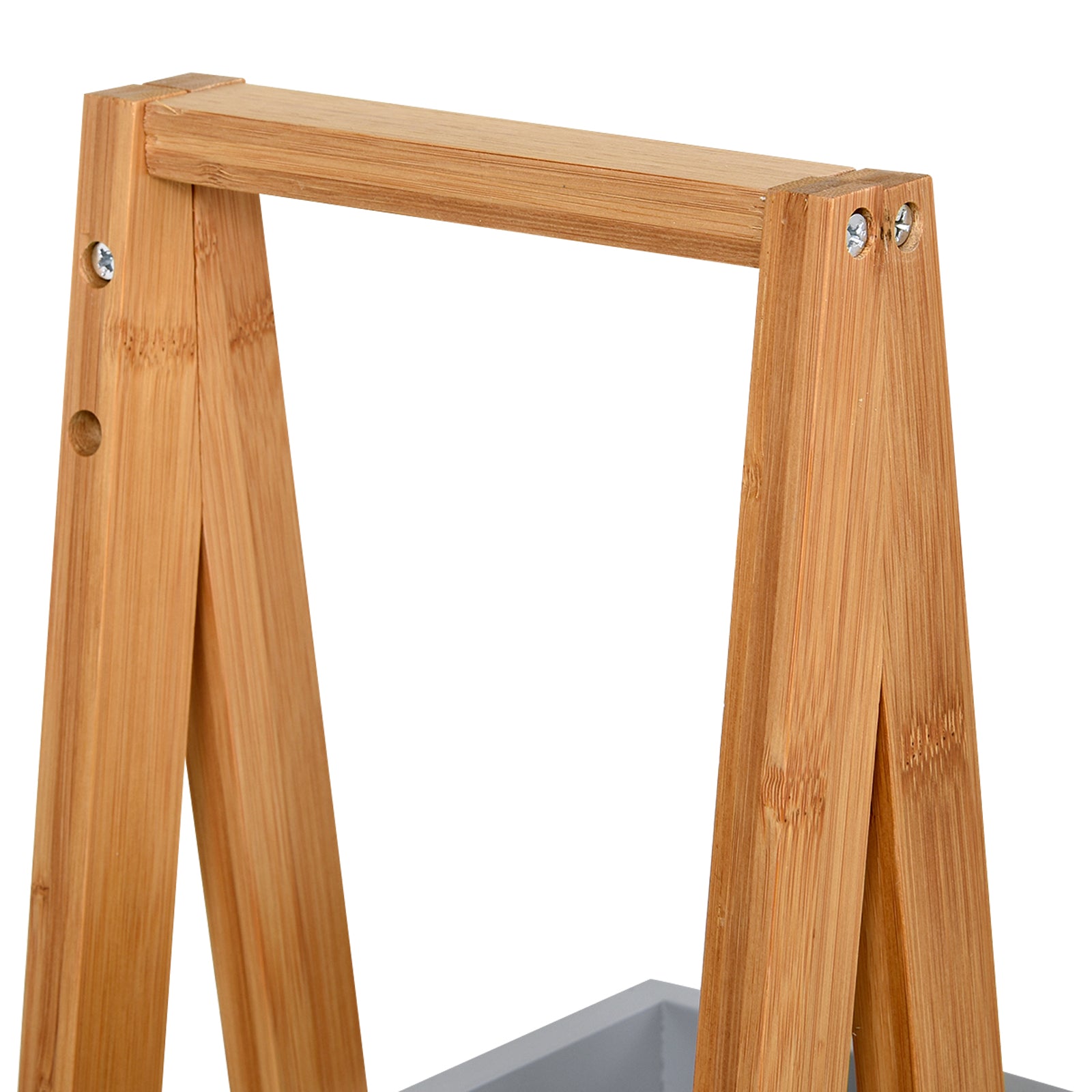 Bamboo Bathroom Shelf with 3 Shelves Storage Rack A-Frame Wooden Shelf 30x18x81 cm Natural and Gray