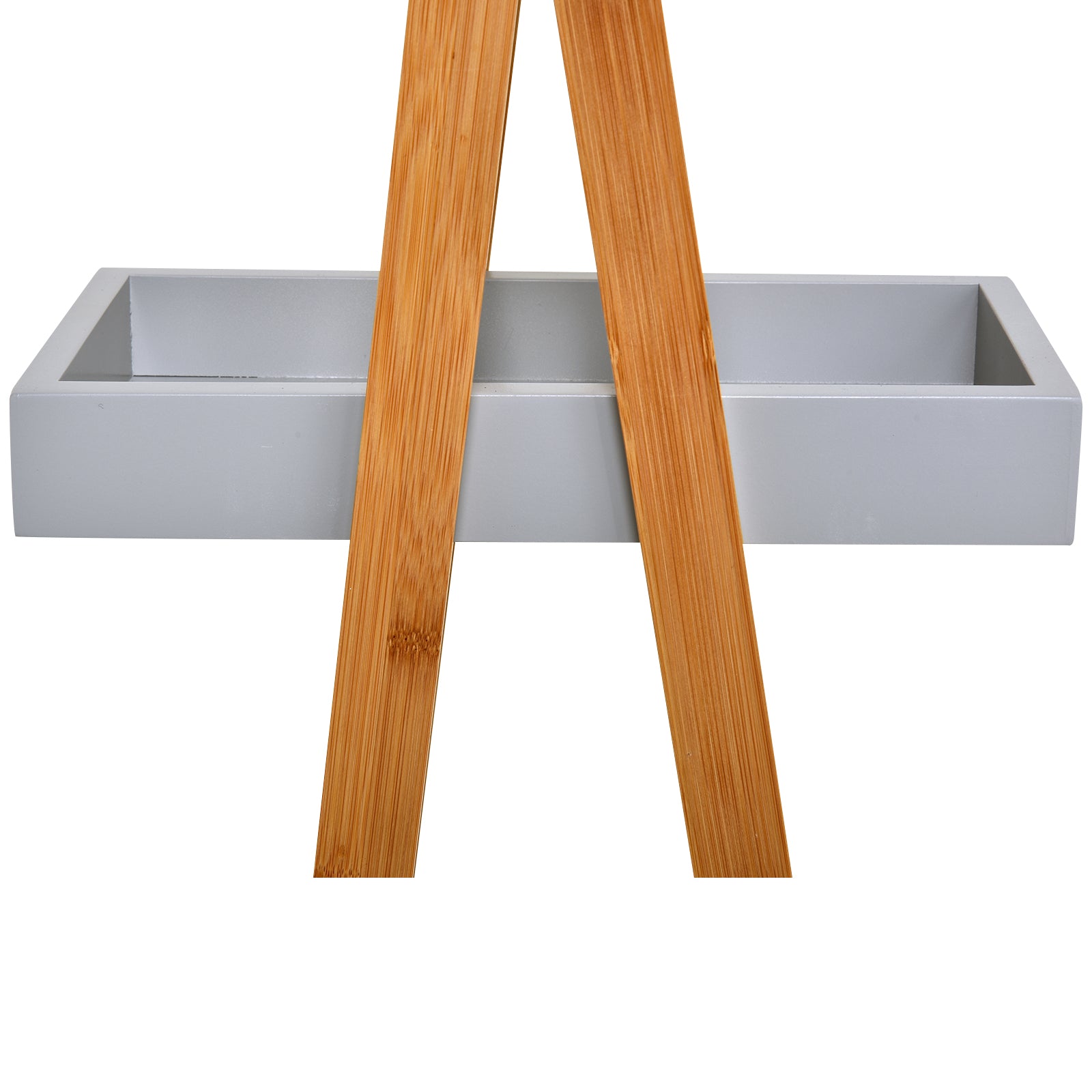 Bamboo Bathroom Shelf with 3 Shelves Storage Rack A-Frame Wooden Shelf 30x18x81 cm Natural and Gray
