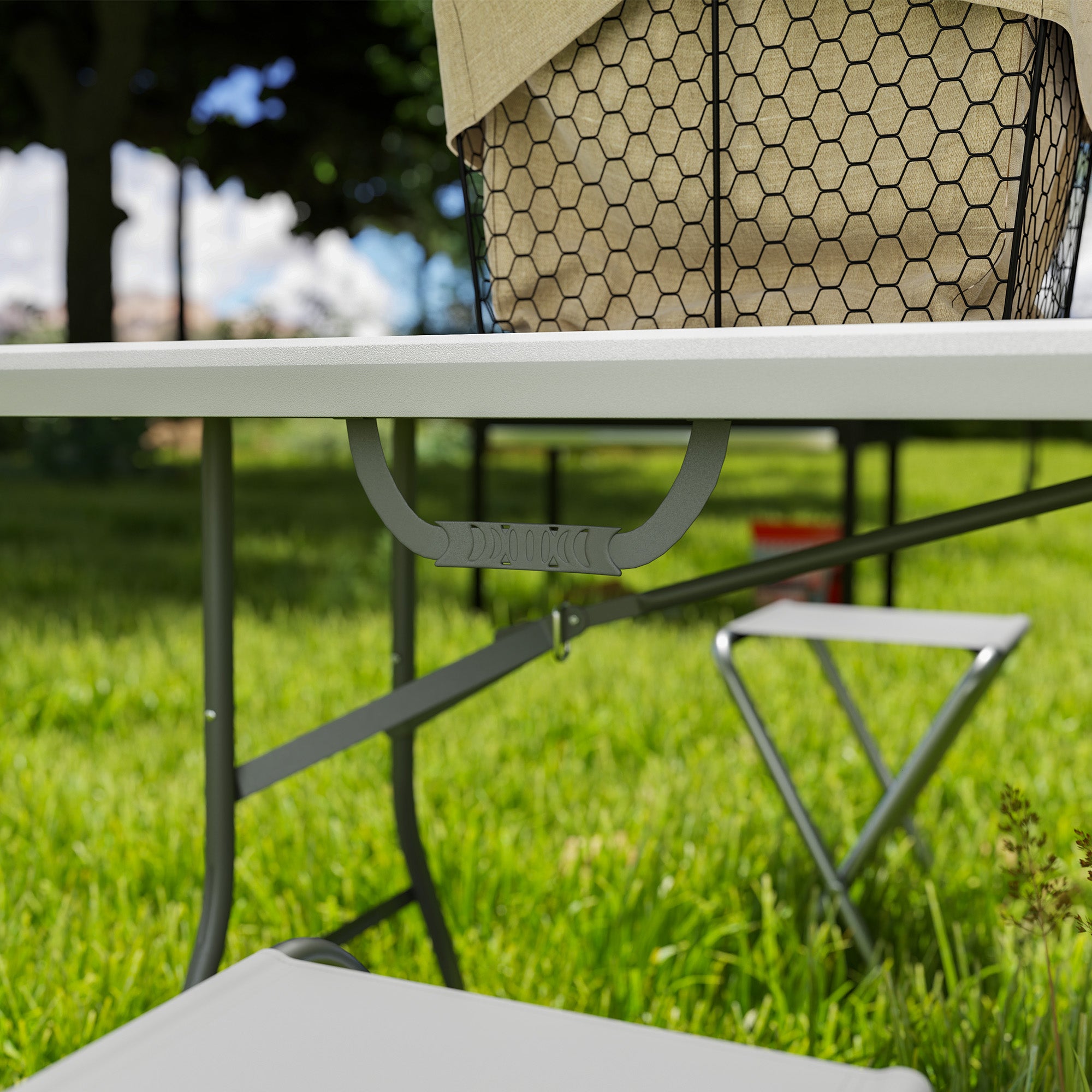Folding Garden Table 180 x 74 cm Weatherproof Buffet Table with Carry Handle Folding Table Camping Table for Garden Terrace and Balcony White