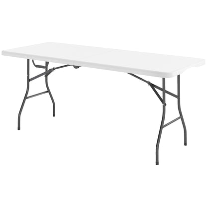 Folding Garden Table 180 x 74 cm Weatherproof Buffet Table with Carry Handle Folding Table Camping Table for Garden Terrace and Balcony White