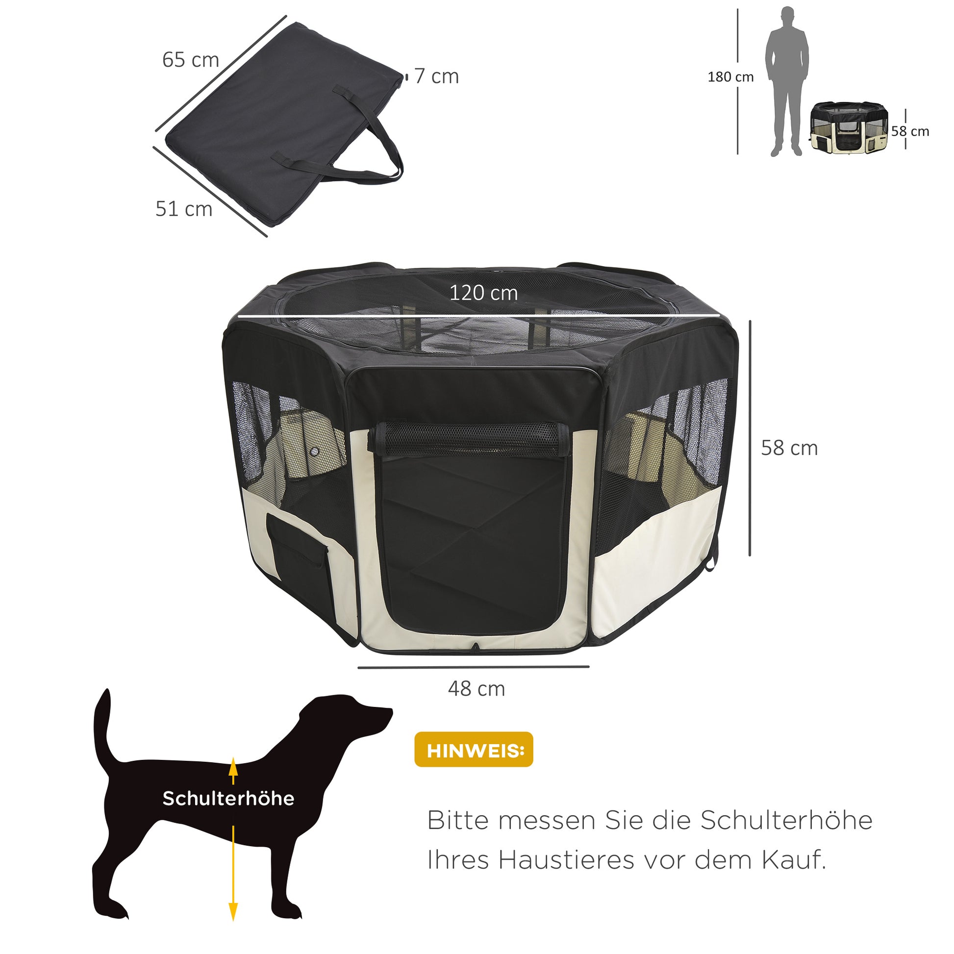 Puppy Playpen Pet Exercise Pen Playpen Puppy Fence Puppy Playpen Dog Playpen 600D Oxford Ø120 x H58 cm
