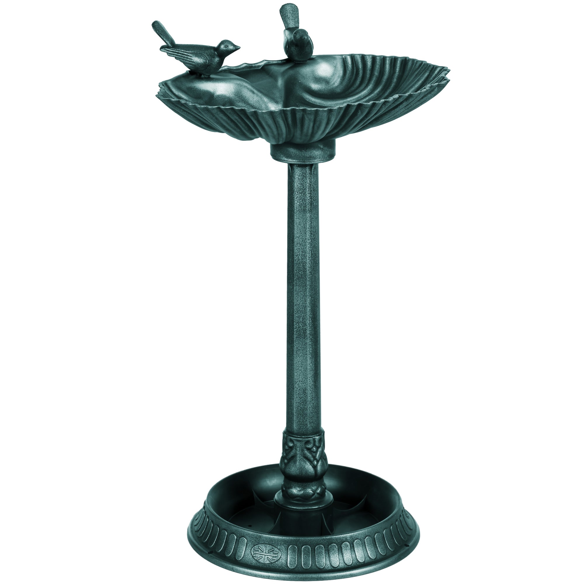 Standing Bird Bath, Plastic Bird Bath, Frost-Proof Bird Basin, Winter-Proof Watering Hole for Wild Birds, Water Tray, Watering Spot for Garden Patio 49.5 x 38 x 81 cm, Dark Green