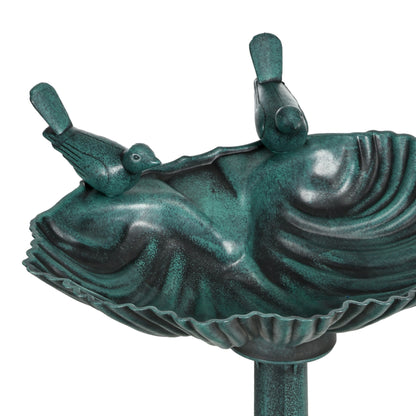 Standing Bird Bath, Plastic Bird Bath, Frost-Proof Bird Basin, Winter-Proof Watering Hole for Wild Birds, Water Tray, Watering Spot for Garden Patio 49.5 x 38 x 81 cm, Dark Green