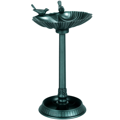 Standing Bird Bath, Plastic Bird Bath, Frost-Proof Bird Basin, Winter-Proof Watering Hole for Wild Birds, Water Tray, Watering Spot for Garden Patio 49.5 x 38 x 81 cm, Dark Green