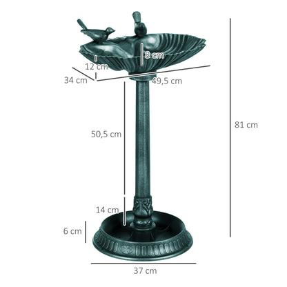 Standing Bird Bath, Plastic Bird Bath, Frost-Proof Bird Basin, Winter-Proof Watering Hole for Wild Birds, Water Tray, Watering Spot for Garden Patio 49.5 x 38 x 81 cm, Dark Green