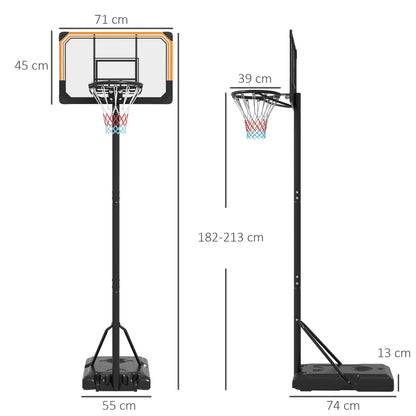 SPORTNOW Adjustable Height Basketball Hoop with Fillable Base and Wheels, in PC, Steel, and Polyester, Black