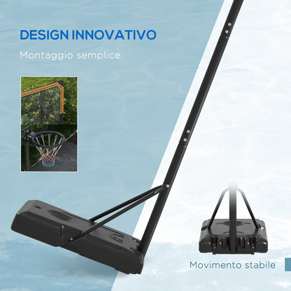 SPORTNOW Adjustable Height Basketball Hoop with Fillable Base and Wheels, in PC, Steel, and Polyester, Black