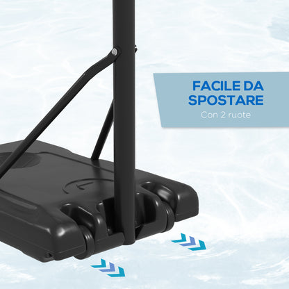 SPORTNOW Adjustable Height Basketball Hoop with Fillable Base and Wheels, in PC, Steel, and Polyester, Black