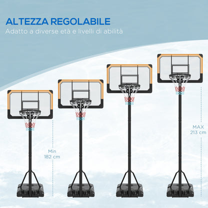 SPORTNOW Adjustable Height Basketball Hoop with Fillable Base and Wheels, in PC, Steel, and Polyester, Black