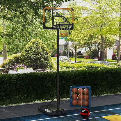SPORTNOW Adjustable Height Basketball Hoop with Fillable Base and Wheels, in PC, Steel, and Polyester, Black