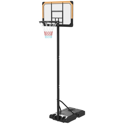 SPORTNOW Adjustable Height Basketball Hoop with Fillable Base and Wheels, in PC, Steel, and Polyester, Black
