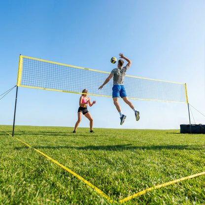 SPORTNOW Badminton Set – Adjustable Badminton/Volleyball Net with Height-Adjustable Steel Poles, Portable Net, Volleyball, Boundary Lines, Carry Bag for Indoor & Outdoor