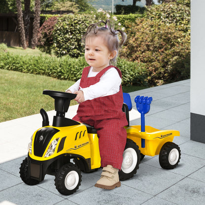 Sit-on Digger NEW HOLLAND Ride-on Digger with Steering Wheel Lights Shovel Children's Digger with Storage Space under Seat Ride-on Digger Vehicle for Sitting up to 25kg, Sit-on for Children 1-3 Years Yellow