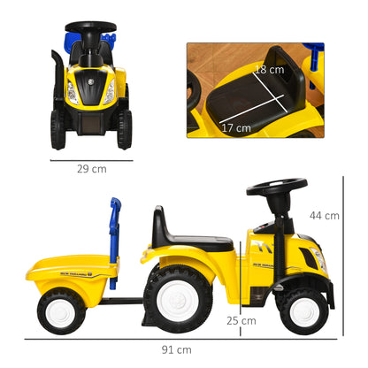 Sit-on Digger NEW HOLLAND Ride-on Digger with Steering Wheel Lights Shovel Children's Digger with Storage Space under Seat Ride-on Digger Vehicle for Sitting up to 25kg, Sit-on for Children 1-3 Years Yellow