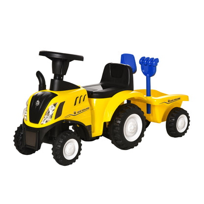 Sit-on Digger NEW HOLLAND Ride-on Digger with Steering Wheel Lights Shovel Children's Digger with Storage Space under Seat Ride-on Digger Vehicle for Sitting up to 25kg, Sit-on for Children 1-3 Years Yellow
