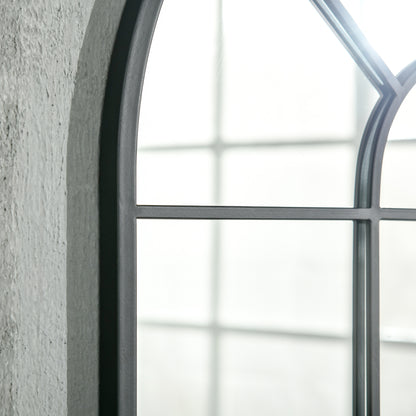 Wall Mirror 91 x 60 cm Window Mirror with Metal Frame Decorative Hanging Mirror Hall Mirror for Bedroom Living Room Black